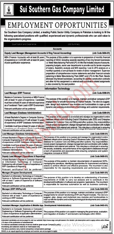SSGC Jobs