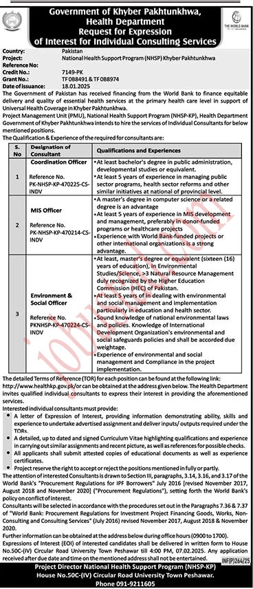 New Health Department Jobs in KPK January 2025