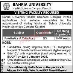 New Jobs in Bahria University Karachi January 2025 Advertisement