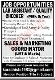 New Lab Assistant Jobs in Karachi January 2025