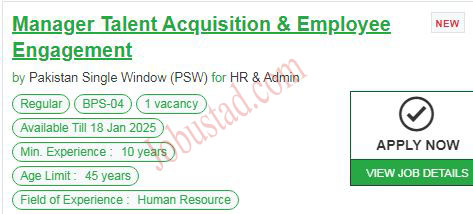 PSW Jobs in Islamabad January 2025