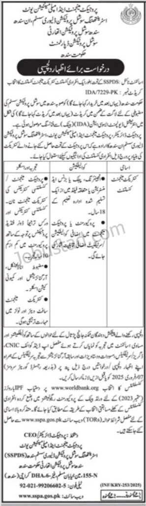 Sindh Social Protection Authority Jobs January 2025 Advertisement
