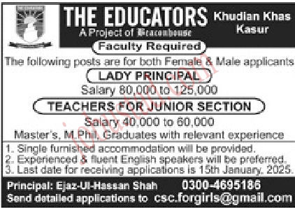 The Educators Jobs in Khudian Khas January 2025