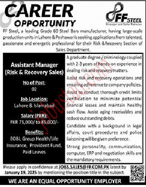  Today Assistant Manager Jobs in Islamabad January 2025