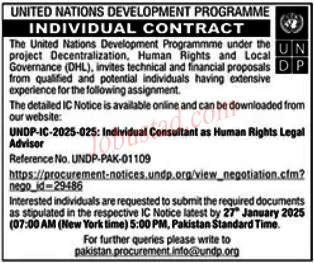 United Nation Development Program Jobs In Islamabad January 2025 Advertisement