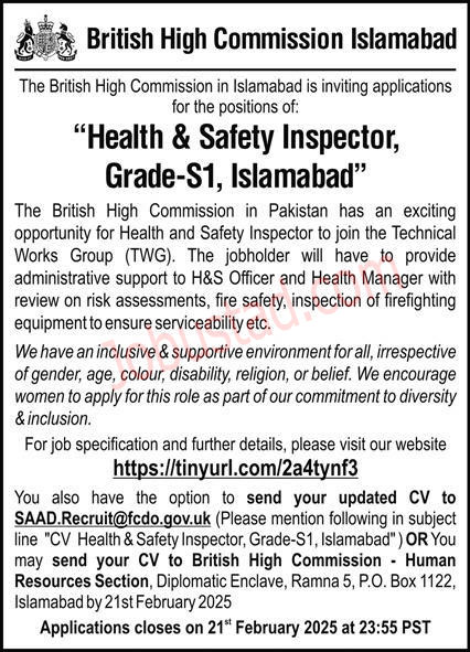 Today British High Commission Jobs in Islamabad February 2025