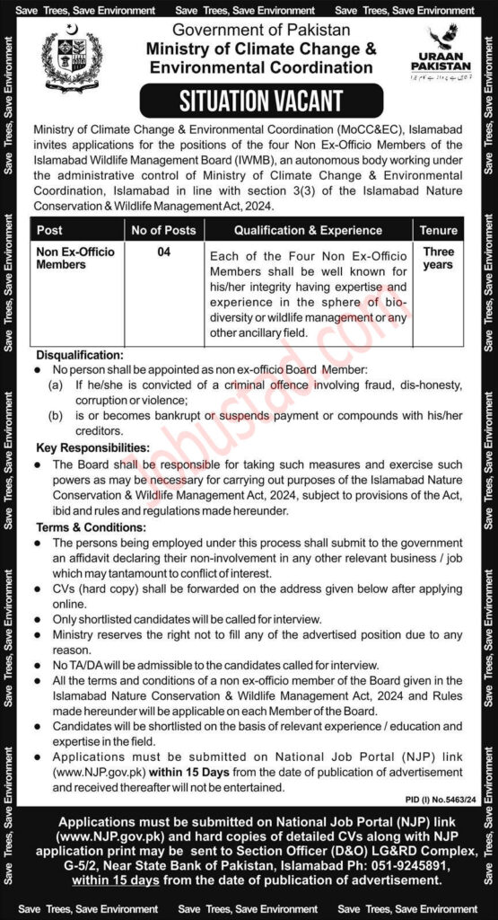 Latest Ministry of Climate Change Jobs in Pakistan February 2025