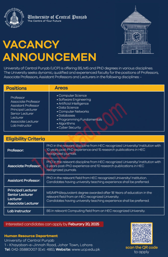 UCP Jobs in Lahore