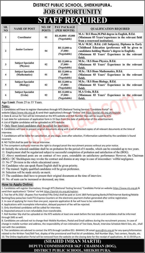 NTS Jobs 2025