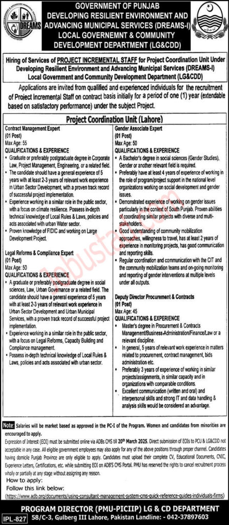 LG&CDD Jobs in Punjab March 2025