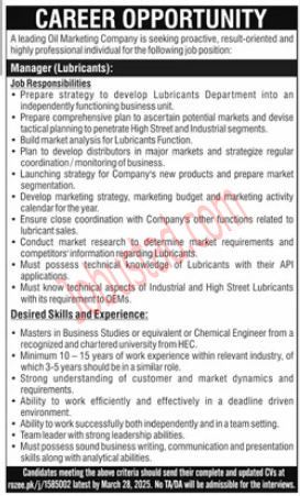 Manager Jobs in Karachi March 2025