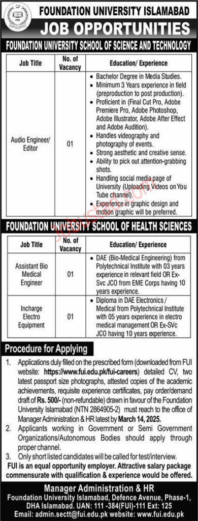 New Foundation University Jobs in Islamabad March 2025