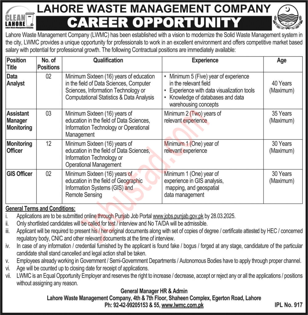 New LWMC Jobs March 2025