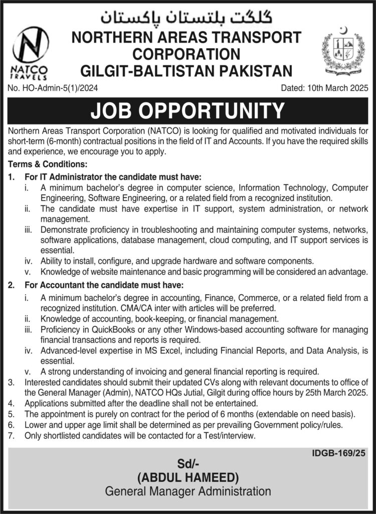 Northern Areas Transport Corporation Jobs in GB March 2025