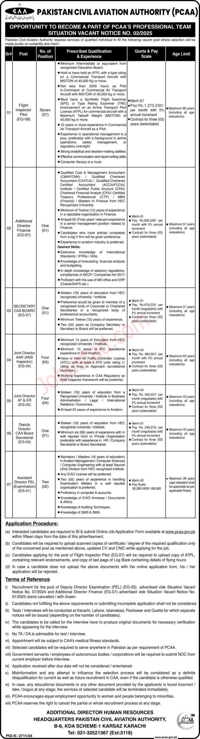 Pakistan Civil Aviation Authority PCAA Jobs March 2025
