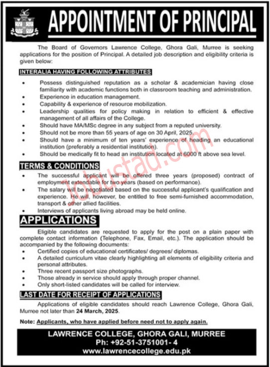 Principal Jobs in Murree March 2025